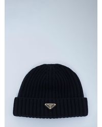 Prada - Logo Motif Beanie Hat - Lyst