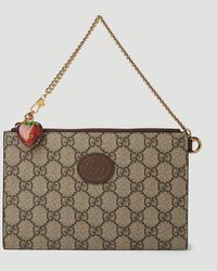 Gucci Double G Strawberry Clutch Bag - Gray