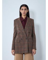 Max Mara - Check Double-Breasted Blazer - Lyst