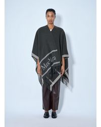 Max Mara - Fringed Wrap With Logo Detail - Lyst