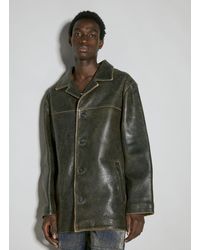 Guess - Crackle Leather Coat - Lyst