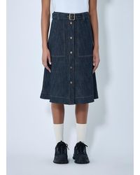 Moncler - Button-Front Denim Midi Skirt - Lyst