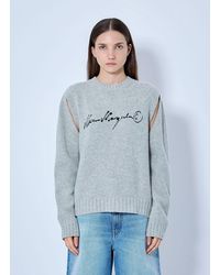 MM6 by Maison Margiela - Intarsia Logo Knit Sweater - Lyst
