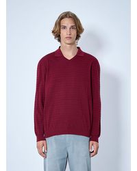 Miu Miu - Striped V-Neck Polo Shirt - Lyst