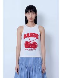 Ganni - Compact Rib Jersey Tank Top - Lyst