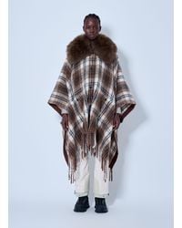 Moncler - Shearling Collar Mohair, Alpaca & Wool Blend Cape - Lyst