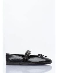 Miu Miu - Crackled Leather Ballerina Shoes - Lyst