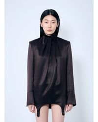 Saint Laurent - Twist-Neck Garter Blouse - Lyst