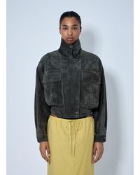 Saint Laurent - High Collar Suede Jacket - Lyst
