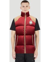 8 MONCLER PALM ANGELS Logo Patch Sleeveless Jacket - Red