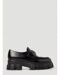 Prada Pointed Toe Monolith Loafers - Black