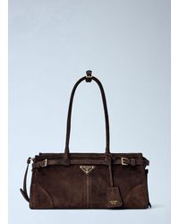 Prada - Medium Bonnie Suede Leather Handbag - Lyst