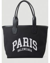 Balenciaga Cotton Cities Paris Jumbo Small Tote Bag in Black - Lyst