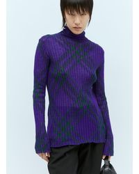 Burberry - Check Mohair Blend Sweater - Lyst