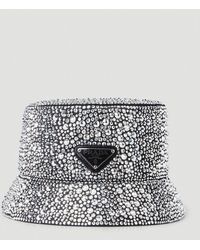 Prada Crystal Embellished Bucket Hat - Metallic