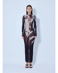 Jean Paul Gaultier - Mesh Printed Smoking Long Dress - Lyst