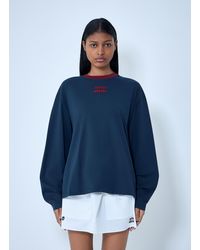 Miu Miu - Cotton Jersey Sweatshirt With Logo Motif - Lyst