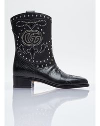 Gucci - Boot With Double G And Studs - Lyst
