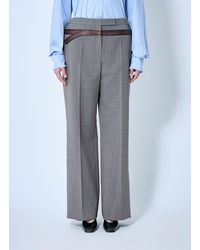 Prada - Technical Wool Pants With Printed Belt - Lyst
