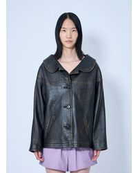 Prada - Leather Button-up Jacket - Lyst