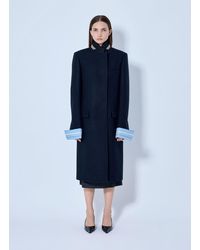 Prada - Single-breasted Embroidered Double Wool Coat - Lyst