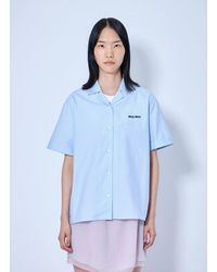 Miu Miu - Short-Sleeve Cotton Poplin Shirt - Lyst