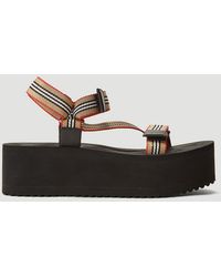 Burberry Icon Stripe Platform Sandals - Black