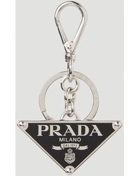 Prada - Triangle Logo Plaque Keyring - Lyst