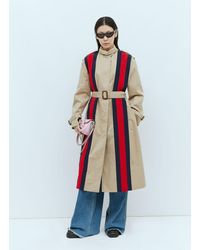 Gucci - Gabardine Trench Coat With Web Stripe - Lyst