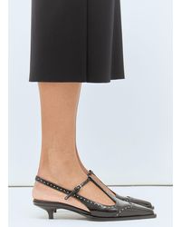 Miu Miu - Leather Brogue Slingback T-Strap Pumps - Lyst