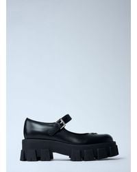 Prada - Leather Logo Plaque Platform Flats - Lyst