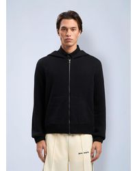 Palm Angels - Curved Logo Knit Hoodie - Lyst