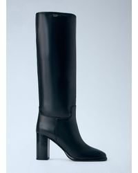 Prada - Block Heel Leather Boots - Lyst