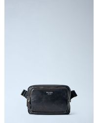 Prada - Distressed Nappa Leather Shoulder Bag - Lyst
