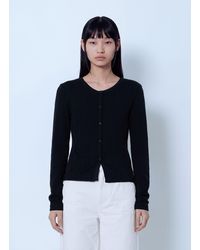 Ganni - Compact Pointelle Rib Jersey Top - Lyst