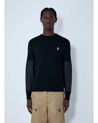 Moncler - Crewneck Sweater With Nylon Sleeve Patches - Lyst