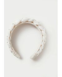 Loeffler Randall Lilac Pearl Rhinestone Braided Headband - White