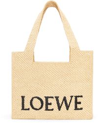 Loewe - Luxury Medium Font Tote In Raffia - Lyst