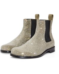 Loewe - Luxury Campo Chelsea Boot In Calf Suede And Allover Rhinestones - Lyst