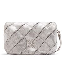 Loewe - Mini Puffer Goya Bag In Pleated Metallic Leather - Lyst