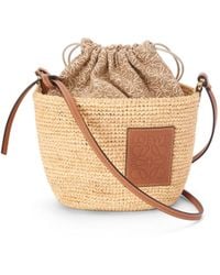 Loewe - Luxury Pochette Bag In Raffia And Calfskin For - Lyst