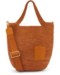 Loewe - Luxury Mini Slit Bag In Raffia And Calfskin - Lyst