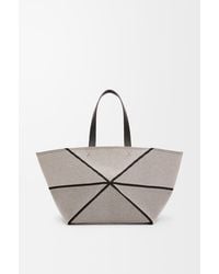 Loewe - Xxl Puzzle Fold Tote In Canvas Jacquard And Calfskin - Lyst