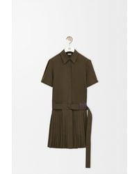 Loewe - Belted Pleated Dress - Lyst