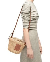 Loewe - Luxury Pochette Bag In Raffia And Calfskin For - Lyst