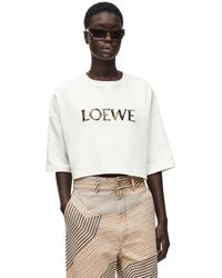 Loewe - Luxury Cropped T-shirt In Cotton Blend - Lyst