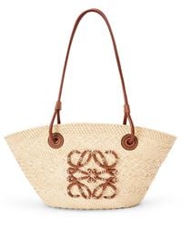 Loewe - Luxury Small Anagram Basket Bag In Iraca Palm And Calfskin - Lyst