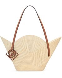Loewe - Petal Basket Bag In Raffia And Calfskin - Lyst