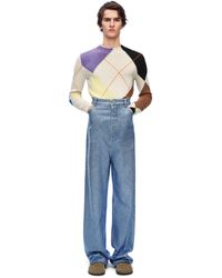 Loewe - Slim-fit Cropped Argyle Cashmere Sweater - Lyst
