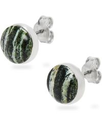 Loewe - Anagram Pebble Stud Earrings In Sterling Silver And Zebra Jasper - Lyst